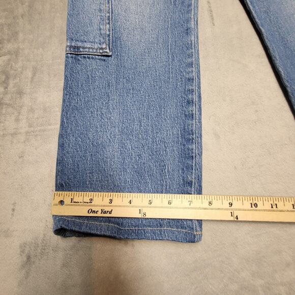 Express Jeans Womens 6 Long Blue Denim High Rise Straight Ankle Cargo Pockets - Picture 7 of 12
